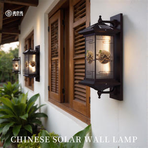 Yingke Pine Outdoor Wall <b>Lamp</b> Chinese Style Tile Cover <b>Solar</b> Wall <b>Lamp</b> Courtyard Villa Door Two Sides Wall <b>Lamp</b> Highlight Led - Product Image 4