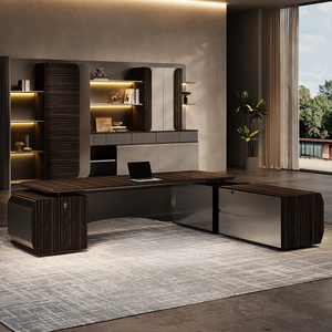 Mobili per Ufficio Modulari di Design Moderno <span class=keywords><strong>Scrivania</strong></span> Direzionale di Lusso Nera a Forma di L Sedia e Tavolo <span class=keywords><strong>da</strong></span> Ufficio <span class=keywords><strong>in</strong></span> <span class=keywords><strong>Legno</strong></span> Estetico - Product Image 4