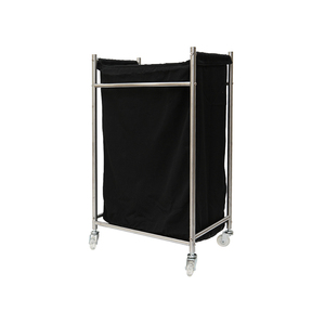 Custom Luxury <strong>Black</strong> Large Polyester Square Collapsible <strong>Laundry</strong> Storage Basket <strong>Laundry</strong> <strong>Bin</strong> With Stainless Steel Shell and Wheels - Product Image 2