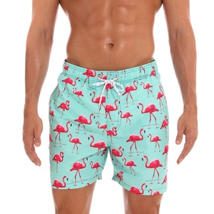 Short de bain homme imprimé flamant rose par sublimation, design personnalisé, pour garçons et adultes, idéal pour la natation, le surf et la planche. - Product Image 1