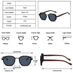 Gafas de Sol Personalizadas con Logotipo 2025, Gafas de Sol Cuadradas de Metal Punk para Hombre y Mujer, con Protección UV400, Lentes Degradadas y Diseño de Madera - Product Image 5