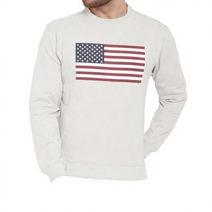 Sudadera de Cuello Redondo para Hombre, Estampado de Bandera Americana, 100% Algodón, Corte Regular, Informal, para Otoño - Product Image 1