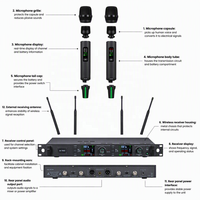 Système de microphone sans fil UHF XUNGUAN M-7602, double canal, véritable diversité, ensemble de micros portatifs pour la scène et les discours