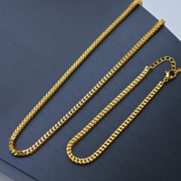 Ensemble Cadeau Unisexe Ilona Trendy : Collier et Bracelet en Chaîne Solide Double Usage, Plaqué Or 18 carats, Acier Inoxydable Poli, Maillons Cubains Stéréo
