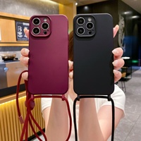 Étui de téléphone portable en silicone liquide de luxe flambant neuf, antichoc, anti-chute, avec cordon, compatible avec 17 Pro Max