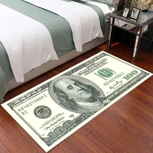 Melhor preço Tapetes personalizados em forma de dinheiro, tapetes para sala de estar, tapetes com estampa 3D, estoque de 100 dólares