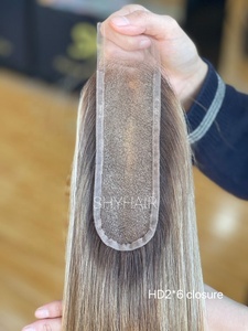 Design di lusso personalizzato 2x6 HD chiusura in pizzo nodi singoli <span class=keywords><strong>5.0</strong></span> setoso <span class=keywords><strong>colore</strong></span> europeo dritto Balayage <span class=keywords><strong>capelli</strong></span> grezzi - Product Image 6