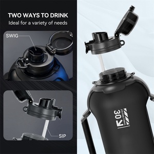 Botella de Agua Deportiva de Gran Capacidad de 44 oz, Botella de Agua para Camping con Asa y Aplicación de Recordatorio Electrónico, Método de Bebida Directa - Product Image 6