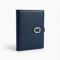 Carnet de notes professionnel exécutif en cuir PU bleu marine avec boucle métallique, personnalisable, vente en gros en vrac