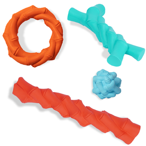 Eco-Friendly Natural Rubber Indestructible Interactive <b>Dog</b> Toy Set with Bone and <b>Ball</b> Chew Toys - Product Image 3