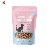 Sachet d'emballage personnalisé imprimé pour aliments secs pour chiens 500g, pochette refermable pour aliments pour chats avec fenêtre transparente