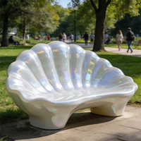 Banc-Chaise Sculpture Géante Moderne de Luxe en Résine de Fibre de Verre, Résistante aux Intempéries, en Forme de Coquillage Marin, Taille Réelle et Colorée pour l'Extérieur