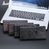 Baellerry dompet tipis bisnis genggam ritsleting multi-posisi kepala buaya kulit PU panjang kustom desain populer