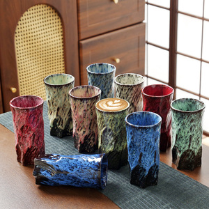 <b>Ceramic</b> Kiln-Change Coffee <b>Cup</b> Creative Wood Grain Design American Style Tea & Water <b>Cup</b> for Home Use - Product Image 1