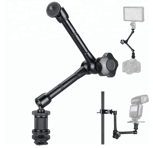 11 Inch Articulating Friction Magic Arm Adjustable W/Hot Shoe Mount 1/4'' Tripod Screw for DSLR Camera Rig/LCD/DV Monitor
