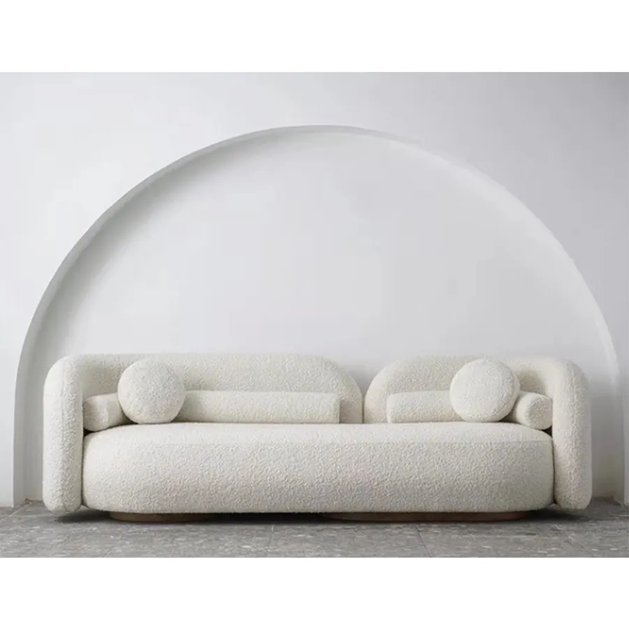 Divano in pile di agnello scandinavo moderno stile nordico minimalista divano lungo panca soggiorno negozio di caffè Hotel casa divano Set di mobili