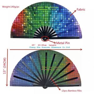 Éventail pliable personnalisé en tissu de bambou de 33 cm avec technique de peinture pour discothèques, prix d'usine - Product Image 3