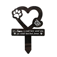 Plaque commémorative funéraire en bois pour animaux de compagnie avec design Art Déco pour cimetière ou décoration de jardin, avec empreinte de patte d'animal intégrée