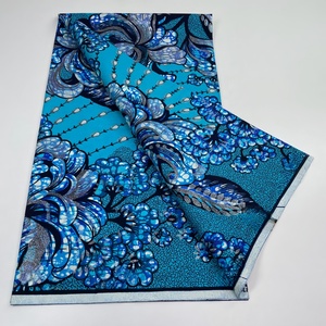 Tissu <span class=keywords><strong>pagne</strong></span> africain Grand Super Wax, motif africain doré, pour robes de mariée, chemises et sacs - Textile nigérian Batik - Product Image 2