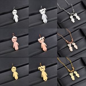 אישית נירוסטה בן בת תאומים תליון ילדי שרשרת קסם שרשרת אמא מתנת יום שרשרת - Product Image 5