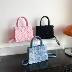 Wholesale Fashion Drop Shipping Luxury Handbag Shoulder Bags Denim Tassels Small Square Clothing Women's Messenger Bags Tote Bag