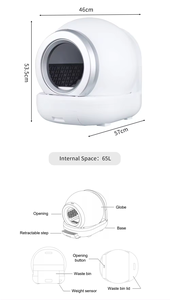 Bac à litière automatique pour chat, nettoyage automatique, grande capacité interne de 65 L, bac à litière automatique pour chat - Product Image 3
