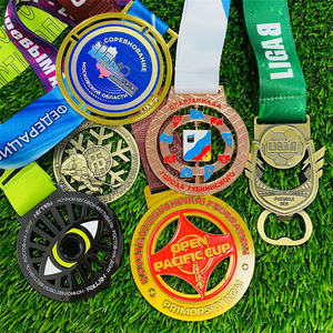 صمم ميداليتك الرياضية المعدنية الخاصة من سبائك الزنك ثلاثية الأبعاد ذهبية اللون لسباق الماراثون - Product Image 2