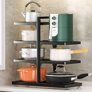 Estante de almacenamiento de cocina ajustable de doble cara multicapa para el hogar, <span class=keywords><strong>encimera</strong></span> de pie, armario, fregadero, <span class=keywords><strong>platos</strong></span>, ollas, almacenamiento - Product Image 1