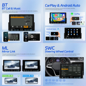 Radio para Auto Podofo de 7'' con <span class=keywords><strong>Reproductor</strong></span> MP5, Carplay Inalámbrico, Android Auto, Bluetooth, FM/AM/RDS, Tipo-C/USB, de Fábrica ODM - Product Image 2