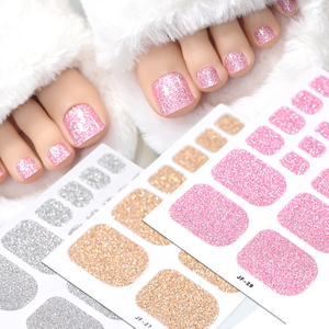 22 conseils rouge Gel orteil ongle autocollant paillettes paillettes couleur pas de cuisson pédicure auto-adhésif ongle autocollant pied ongles enveloppes - Product Image 4
