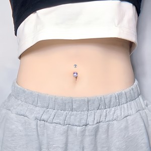 Anneau de nombril en acier inoxydable avec zircon cubique AAA et opale, piercing de nombril, bijoux corporels unisexe 14G, vente en gros - Product Image 4