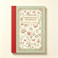 Carnet de composition personnalisé Rose Cherry avec bordure verte et dos rouge – Cadeau de fêtes
