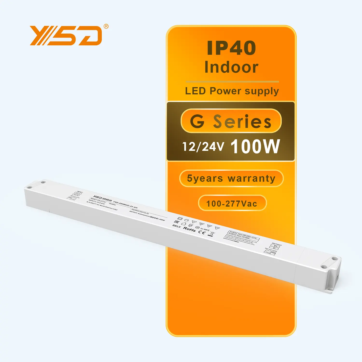 Ysd IP20เชิงเส้นแรงดันคงที่200วัตต์ DC24V 12โวลต์กล่องพลาสติก LED ไดรเวอร์5A แหล่งจ่ายไฟ SMPS