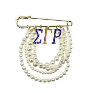 最新デザインペンタゴンロイヤルブルーエナメルシルバーパール1922シグマガンマローソロリティブローチSisterhood Conference Pin - Product Image 5