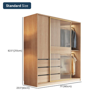 Armoire en bois multifonctionnelle autoportante au design moderne WD-1019, meuble de chambre à coucher, taille personnalisable, extensible, garantie 3 ans - Product Image 6