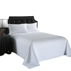 مجموعة بياضات سرير قطنية 100% للبيع بالجملة مجموعة ملايات فندقية بيضاء حجم كبير ملاءات سادة