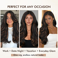Perruque synthétique Yaki lisse de 26 pouces avec raie en V, sans perte de cheveux, vente en gros # Perruque noire naturelle 1B résistante à la chaleur, facile à porter, en stock