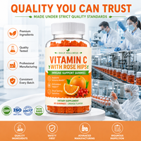 Vitamin C Gummies Label Pribadi OEM dengan Rose Hips 60 tablet, Suplemen Diet Antioksidan Pendukung Imunitas untuk Dewasa