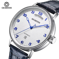 OCHSTIN pour homme, montre mécanique automatique pour affaires, cadran en verre de 41 mm, pointeur analogique, bracelet en cuir véritable