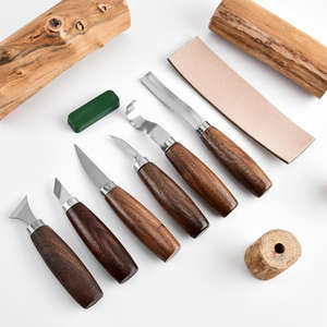 Ensemble de 6 couteaux à sculpter en bois et métal avec couteau à éplucher, cuillère, sac en tissu pour la sculpture sur bois et la sculpture sur argile - Product Image 2