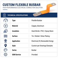Connecteur de batterie LiFePO4 pour busbar en aluminium laminé flexible isolé tressé en nylon Kevlar, distribution d'énergie basse tension pour véhicules électriques