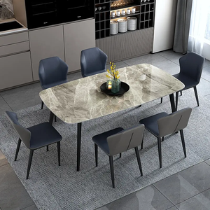 Superventas personalización contemporánea mármol superior lujo bar instalaciones de ocio rectángulo patas de <span class=keywords><strong>metal</strong></span> mesa de comedor juego de mesas - Product Image 4