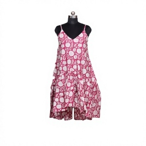 Vestido Midi Bohemio de Punto, Hecho a Mano en India, Ecológico, 100% Algodón, con Estampado Floral, para Fiesta, Cuello en V, Sin Mangas, Ajustado al Cuerpo, para Mujer - Product Image 1