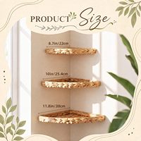 Étagère d'angle flottante en jacinthe d'eau, 3 pièces, décoration murale style bohème, convient pour la cuisine et le salon, style tressage en rotin