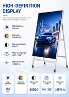 Écran d'affichage numérique LED mobile pliable FTV en forme de A, contrôle par application, 4 roues, pas de pixel P1.25-P2.5, luminosité 1000 cd, Full HD 1080p