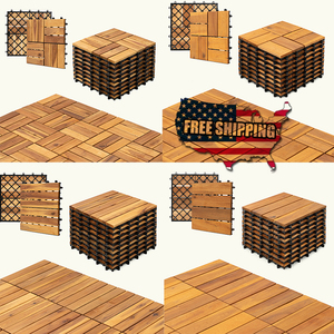 Baldosas de Madera Natural <span class=keywords><strong>para</strong></span> <span class=keywords><strong>Patio</strong></span>, Entrelazadas, de 12" x 12", Disponibles en Almacén de EE. UU. - Product Image 1