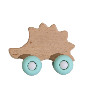 Venta directa de fábrica 100% mordedor de silicona de grado alimenticio llave de oso sin BPA bebé Animal coche de madera juguete para mordedura de dentición coche de baquelita - Product Image 4