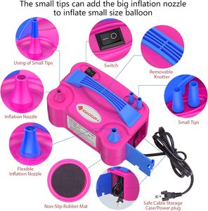 Souffleur <span class=keywords><strong>de</strong></span> ballons électrique portable, pompe à air pour ballons, double buse, rose rouge, 110V 600W, <span class=keywords><strong>gonfleur</strong></span> <span class=keywords><strong>de</strong></span> ballons pour décorations <span class=keywords><strong>de</strong></span> fête - Product Image 3