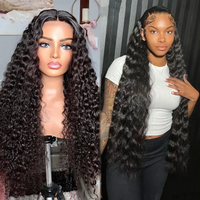 Peluca de encaje transparente HD 360 al por mayor para mujeres negras, cabello humano virgen vietnamita rizado, sin pegamento, lista para usar