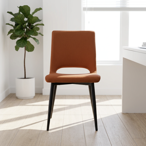 Chaise de salle à manger PASCAL moderne et minimaliste en cuir et velours, assise confortable, portable, empilable, pieds en métal, usage commercial - Product Image 1